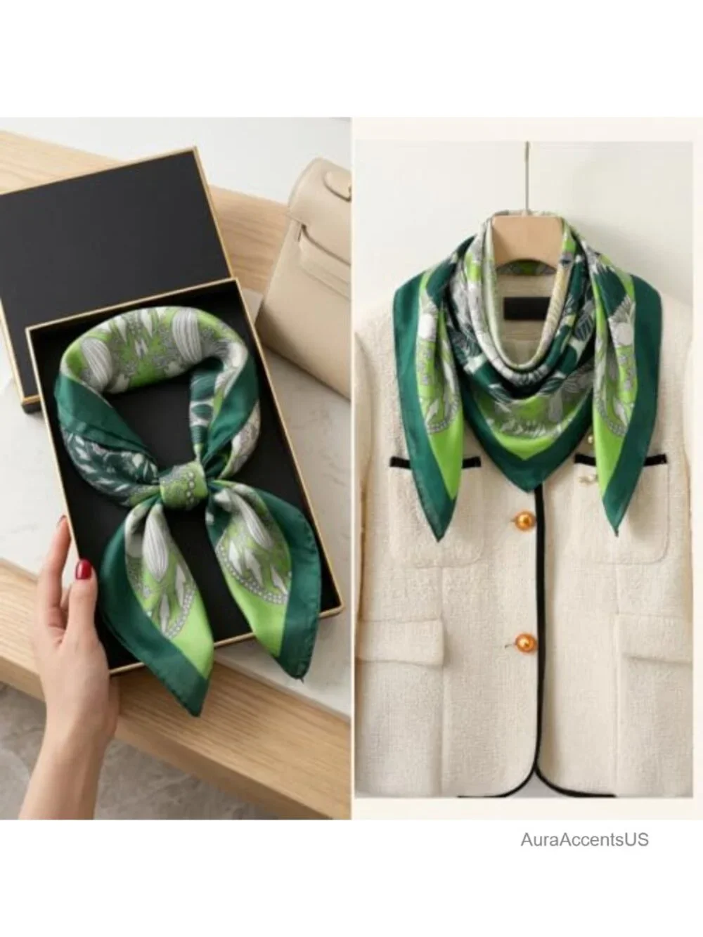 Silk Feeling Satin Square Scarf for Women, Soft Lightweight, Neck Scarf, Hair